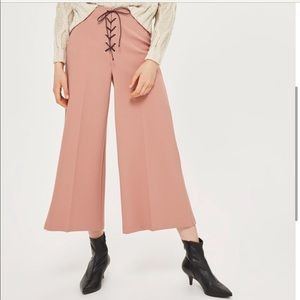 Topshop Lace Up Wide Leg Trousers Culottes